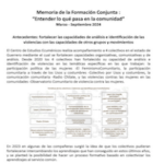 Memoria de la formación conjunta "Entender lo que pasa en la comunidad"
